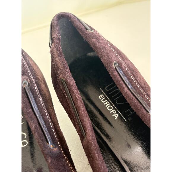 Unisa Suede Loafer Heels 9.5 39.5 Dark Brown Pumps 90s Y2K Stitch Academia Prep - Picture 7 of 8